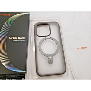 TORRAS Magnetic Ostand for iPhone 15 Pro Case, Natural Titanium Gray. Stand